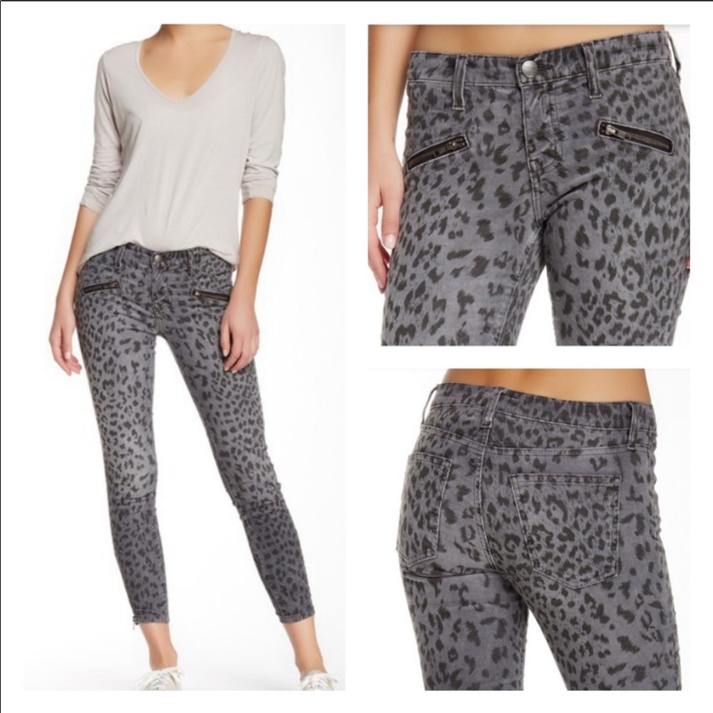 ❤️❤️ Current Elliot Soho Zip Stiletto Leopard Jeans